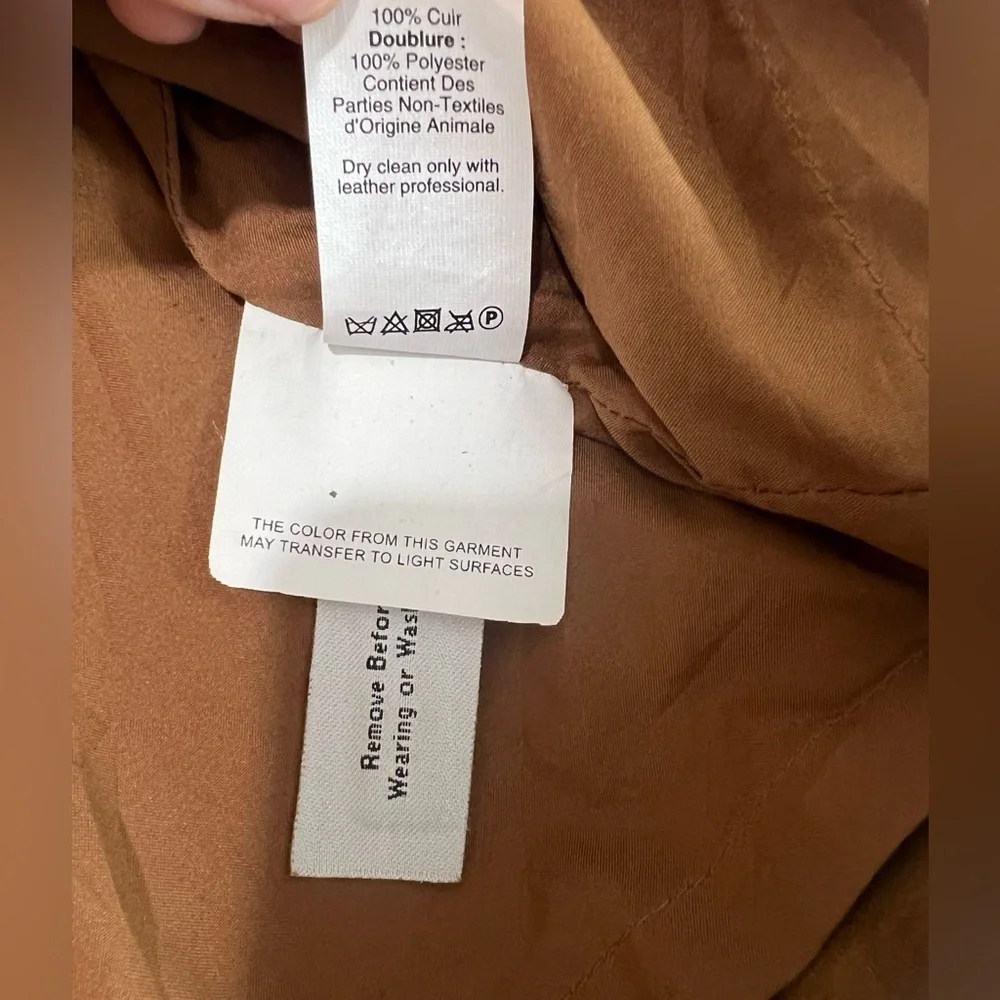Madewell Genuine Leather Dress Brown V-Neck Mini Shift Size M Western Boho